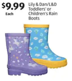 Aldi Lily & Dan/L & D Toddlers' or Children's Rain Boots offer