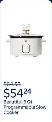 Walmart Beautiful 6 Qt Programmable Slow Cooker, White Icing by Drew Barrymore offer