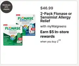 Walgreens 2-Pack Flonase or Sensimist Allergy Relief offer