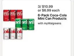 Walgreens 6-Pack Coca-Cola Mini Can Products offer