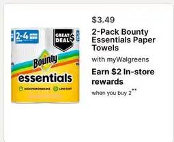 Walgreens 2-Pack Bounty Essentials Paper Towels offer