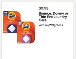 Walgreens Bounce, Downy or Tide Evo Laundry Care offer