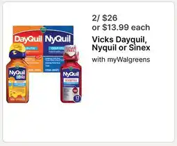 Walgreens Vicks Dayquil, Nyquil or Sinex offer