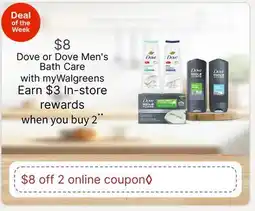 Walgreens Dove or Dove Men's Bath Care offer