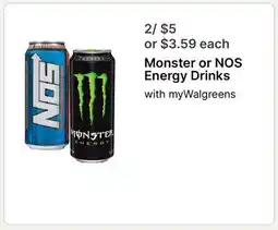 Walgreens Monster or NOS Energy Drinks offer