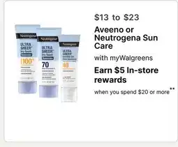 Walgreens Aveeno or Neutrogena Sun Care offer
