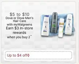 Walgreens Dove or Dove Men's Hair Care offer