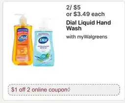 Walgreens Dial Liquid Hand Wash offer