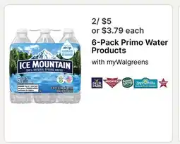 Walgreens 6-Pack Primo Water Products offer