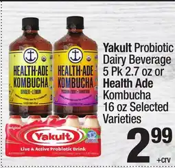 Super King Markets Yakult Probiotic Dairy Beverage 5 Pk 2.7 oz or Health Ade Kombucha 16 oz offer