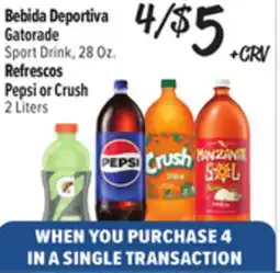 El Super Fresh Gatorade Sport Drink 28 Oz. Pepsi or Crush 2 Liters offer