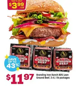 Grocery Outlet Branding Iron Ranch 80% Lean Ground Beef, 3 ct, 1 lb packages offer
