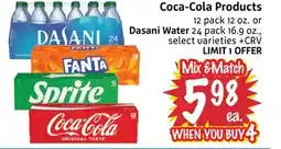 Foodmaxx Coca-Cola Products 12 pack 12 oz. or Dasani Water 24 pack 16.9 oz offer