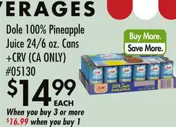 Smart & Final Dole 100% Pineapple Juice offer