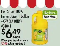 Smart & Final First Street 100% Lemon Juice offer