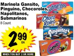 Superior Grocers Marinela Gansito, Pinguino, Chocoroles, Napolitanos, Submarinos offer