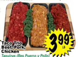 Superior Grocers Taco Trio Beef, Pork, Chicken offer
