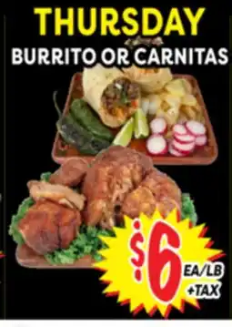 Superior Grocers BURRITO OR CARNITAS offer