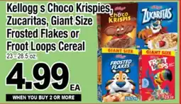 Superior Grocers Kellogg's Choco Krispies, Zucaritas, Giant Size Frosted Flakes or Froot Loops Cereal offer