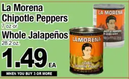Superior Grocers La Morena Chipotle Peppers 7 oz or Whole Jalapeños 28.2 oz offer