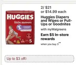 Walgreens Huggies Diapers and Wipes or Pull-Ups or Goodnites offer