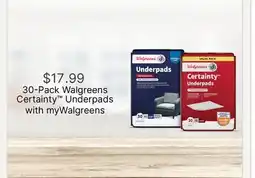 Walgreens 30-Pack Walgreens Certainty Underpads offer
