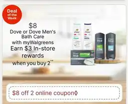 Walgreens Dove or Dove Men's Bath Care offer