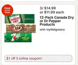 Walgreens 12-Pack Canada Dry or Dr Pepper Products offer