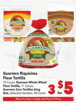 Vallarta Supermarkets Guerrero Riquisima Flour Tortilla offer