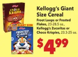 Vallarta Supermarkets Kellogg's Giant Size Cereal offer