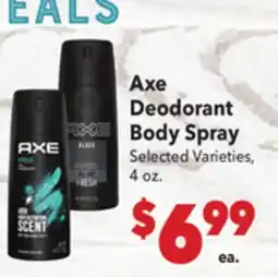 Vallarta Supermarkets Axe Deodorant Body Spray offer