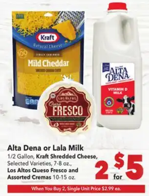 Vallarta Supermarkets Alta Dena or Lala Milk offer