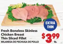 Vallarta Supermarkets EXTRA THIN Fresh Boneless Skinless Chicken Breast Thin Sliced Fillet / MILANESA DE PECHUGA DE POLLO offer