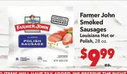 Vallarta Supermarkets Farmer John Smoked Sausages offer