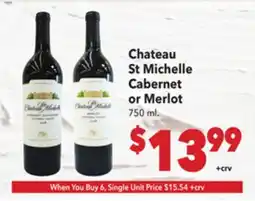 Vallarta Supermarkets Chateau St Michelle Cabernet or Merlot offer