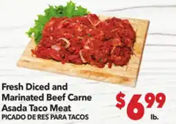 Vallarta Supermarkets Fresh Diced and Marinated Beef Carne Asada Taco Meat / PICADO DE RES PARA TACOS offer