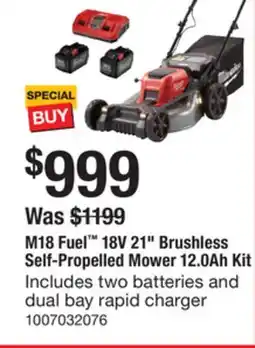 The Home Depot Milwaukee M18 Fuel 18V 21 Brushless Self-Propelled Mower offer