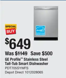 The Home Depot GE Profile Stainless Steel Tall-Tub Smart Dishwasher offer