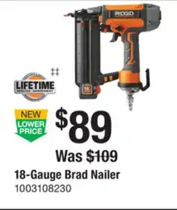 The Home Depot LIFETIME 18-Gauge Brad Nailer offer