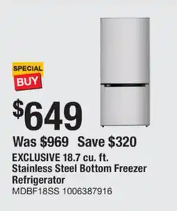 The Home Depot VISSANI 18.7 cu. ft. Stainless Steel Bottom Freezer Refrigerator offer