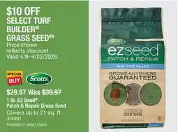 The Home Depot SCOTTS SELECT TURF BUILDER GRASS SEED offer