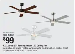 The Home Depot 52 Benning Indoor LED Ceiling Fan offer