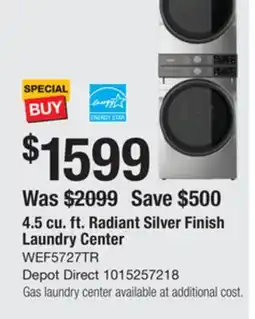 The Home Depot Whirlpool 4.5 cu. ft. Radiant Finish Laundry Center offer