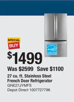 The Home Depot GE 27 cu. ft. Stainless Steel French Door Refrigerator offer