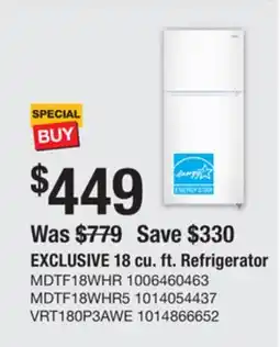 The Home Depot Vissani 18 cu. ft. Stainless Steel Look Top Freezer Refrigerator offer