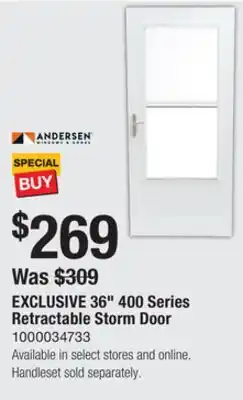 The Home Depot Andersen 36 400 Series Retractable Storm Door offer