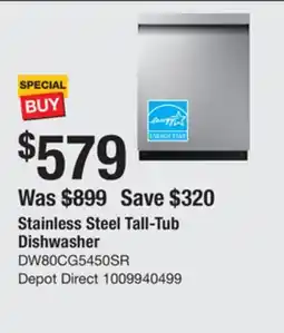 The Home Depot Samsung Stainless Steel Tall-Tub Dishwasher offer
