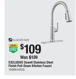 The Home Depot GLACIER BAY Oswell Stainless Steel Finish Pull-Down Kitchen Faucet offer