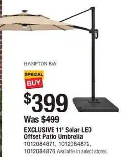 The Home Depot 11' Solar LED Offset Patio Umbrella offer