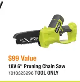 The Home Depot RYOBI-ONE 18V 6 Pruning Chain Saw offer